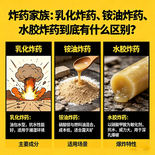 陈巴尔虎炸药家族：乳化炸药、铵油炸药、水胶炸药到底有什么区别？